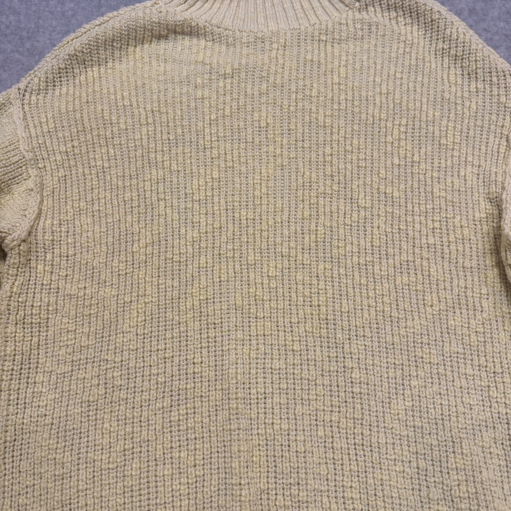 Aerie Women Yellow Cotton Chunky Popcorn Knit Mock Neck Sweater Size Medium - Picture 2 of 8